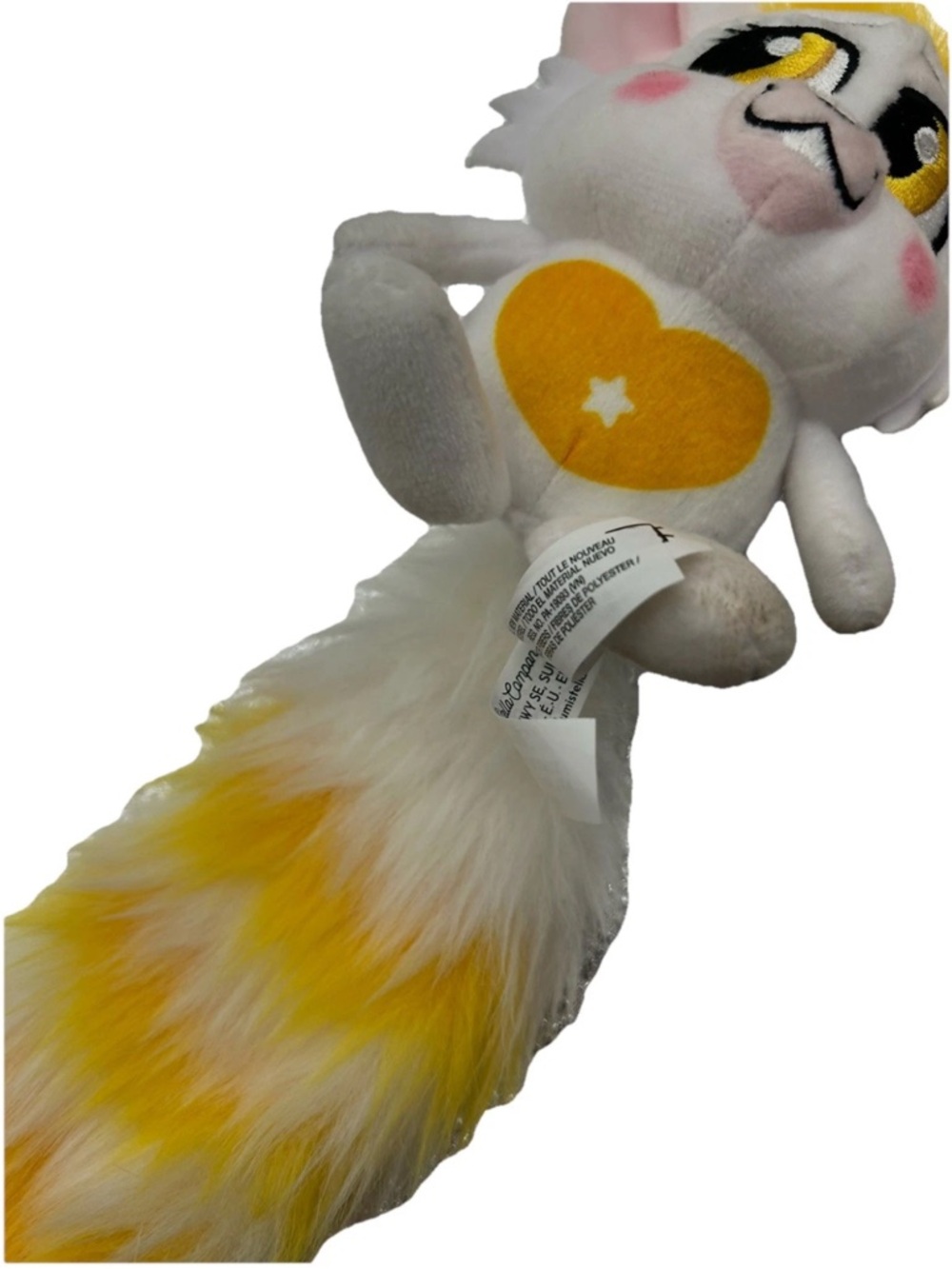 White and Yellow Plush Fox Stuffed Animal with Heart Detail